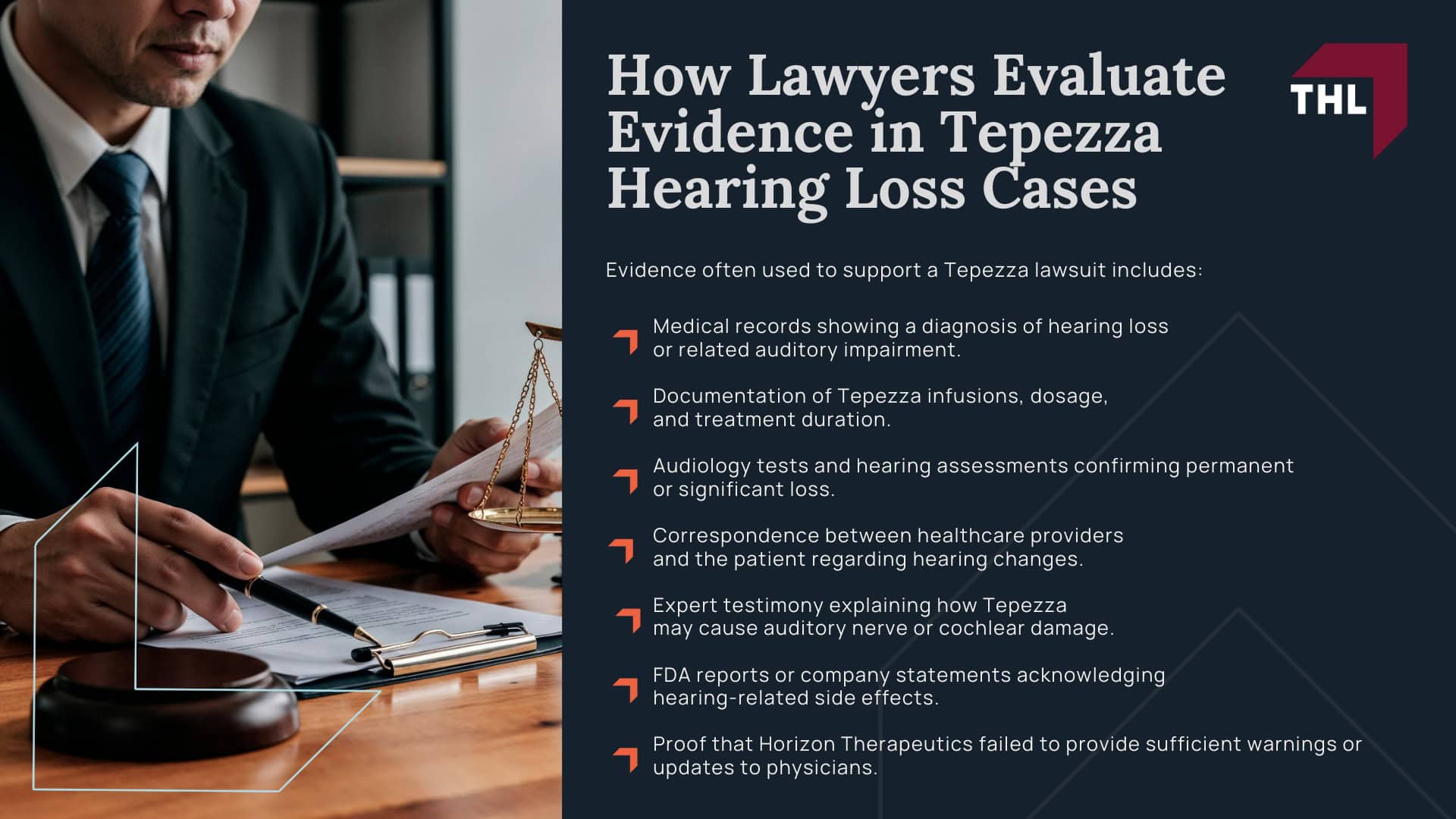 Average Tepezza Settlement Amounts Per Person - Average Tepezza Lawsuit Settlement Amounts - torhoerman law; Average Tepezza Settlement Amounts Per Person - Has There Been a Tepezza Lawsuit Settlement - torhoerman law; Average Tepezza Settlement Amounts Per Person - Factors That Influence a Potential Tepezza Settlement Amount - torhoerman law; Average Tepezza Settlement Amounts Per Person - How Lawyers Evaluate Evidence in Tepezza Hearing Loss Cases - torhoerman law