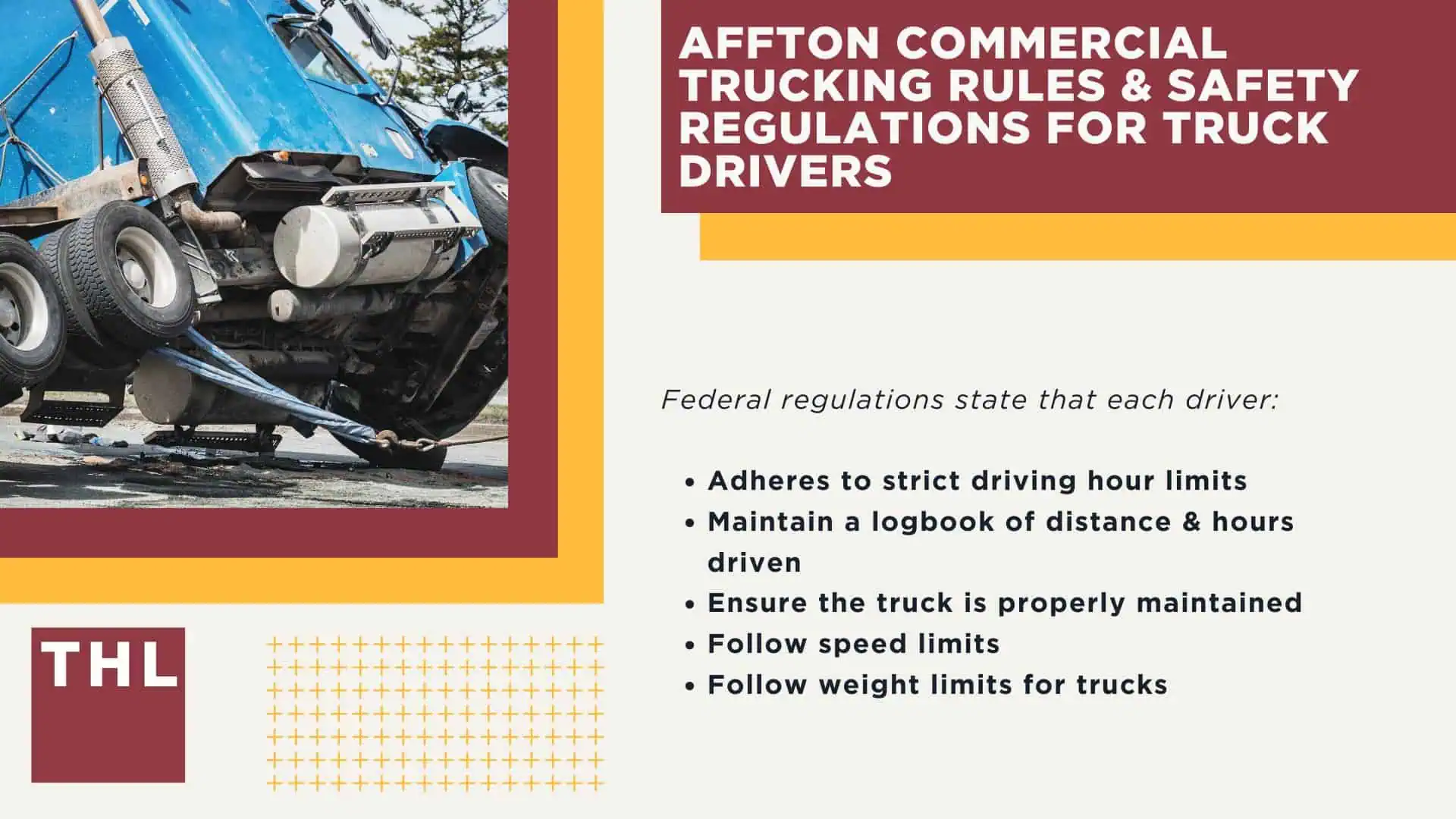 The #1 Affton Truck Accident Lawyer; Affton Truck Accident Lawyer; 6 Questions to Ask When Hiring an Affton Truck Accident Lawyer; Commercial Truck Accidents in Affton, Missouri (MO); Truck Accident Facts & Statistics; Affton Commercial Trucking Rules & Safety Regulations for Truck Drivers