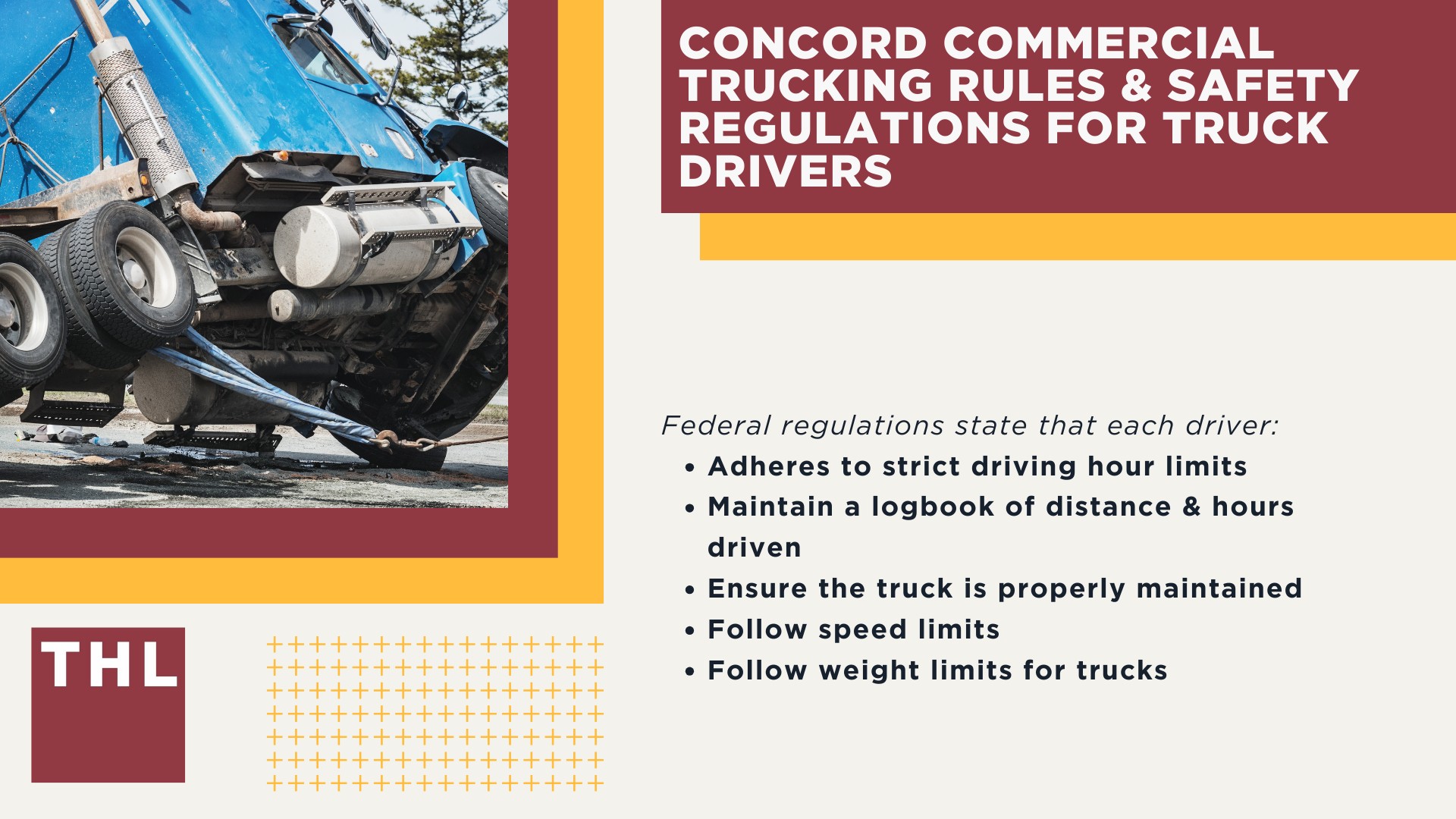 The #1 Concord Truck Accident Lawyer; Concord Truck Accident Lawyer; 6 Questions to Ask When Hiring a Concord Truck Accident Lawyer; Commercial Truck Accidents in Concord, Missouri (MO); Truck Accident Facts & Statistics; Concord Commercial Trucking Rules & Safety Regulations for Truck Drivers