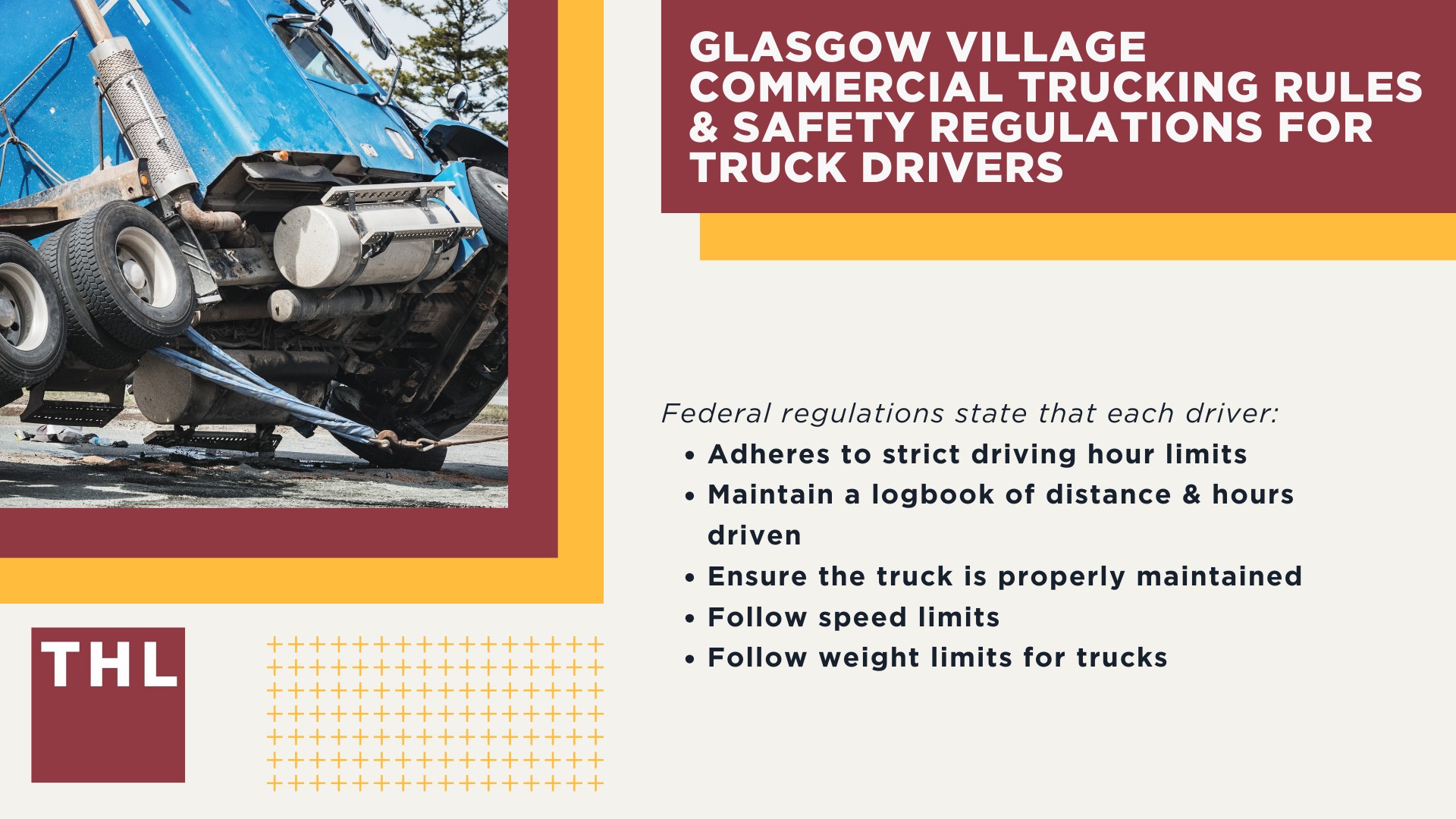 The #1 Glasgow Village Truck Accident Lawyer; Glasgow Village Truck Accident Lawyer; 6 Questions to Ask When Hiring a Glasgow Village Truck Accident Lawyer; Commercial Truck Accidents in Glasgow Village, Missouri (MO); Truck Accident Facts & Statistics; Glasgow Village Commercial Trucking Rules & Safety Regulations for Truck Drivers