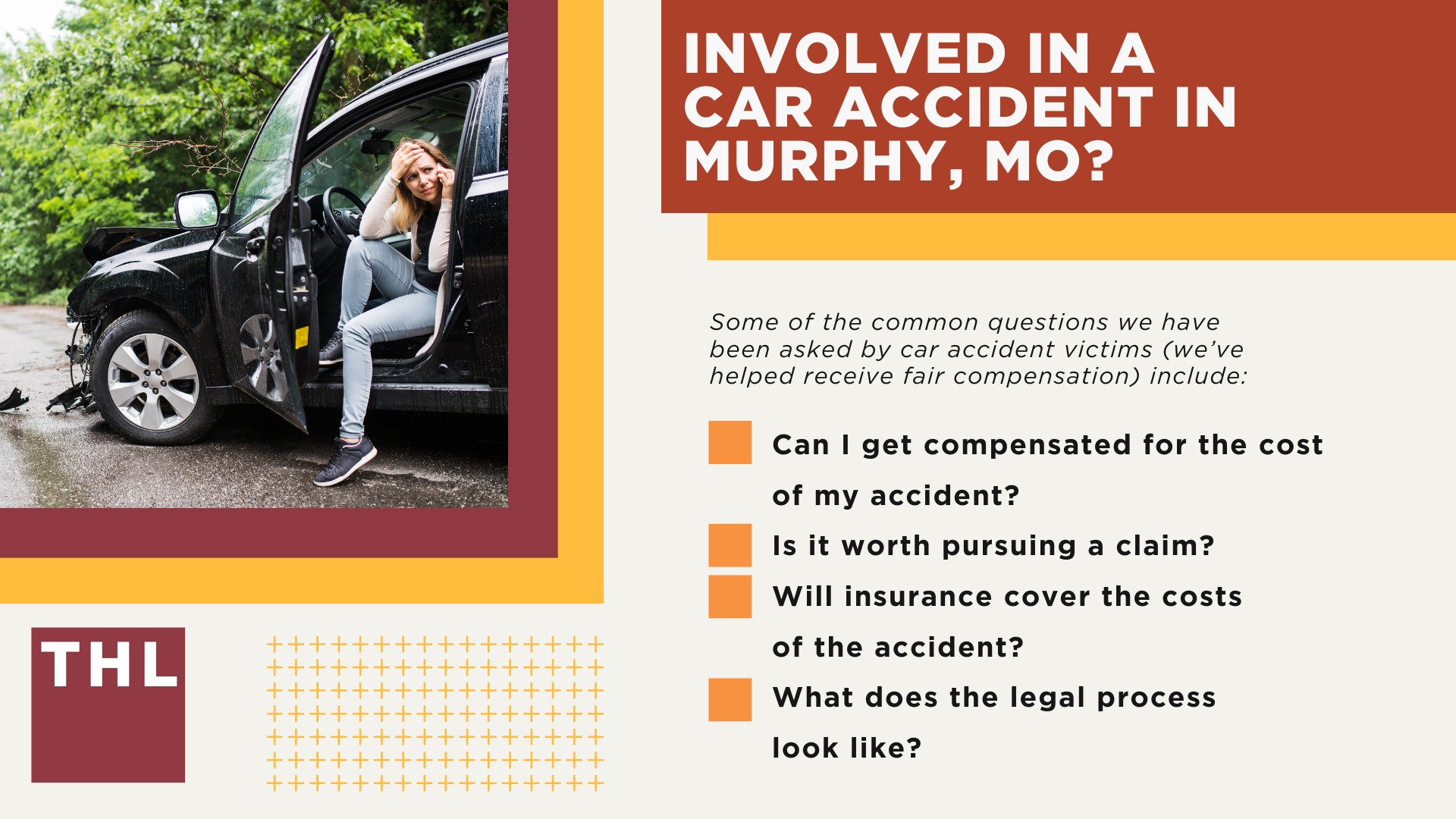 The #1 Murphy Car Accident Lawyer; Involved in a Car Accident in Murphy, MO; Murphy Car Accident Statistics; What to Do After a Car Accident in Murphy; What Are the Most Common Car Accident Injuries in Murphy, Missouri (MO); TORHOERMAN LAW The #1 Murphy Car Accident Attorneys; 