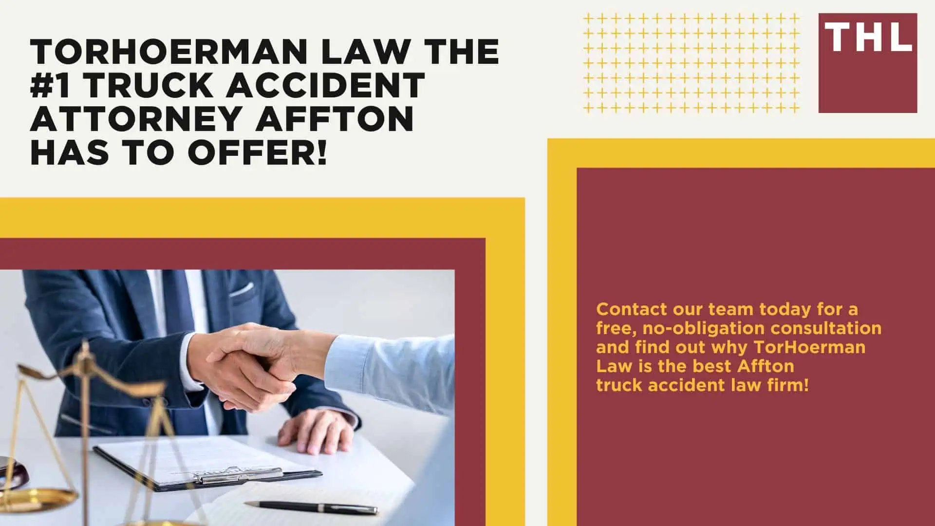 The #1 Affton Truck Accident Lawyer; Affton Truck Accident Lawyer; 6 Questions to Ask When Hiring an Affton Truck Accident Lawyer; Commercial Truck Accidents in Affton, Missouri (MO); Truck Accident Facts & Statistics; Affton Commercial Trucking Rules & Safety Regulations for Truck Drivers; The 8 Most Common Causes of Truck Accidents in Affton (MO); TORHOERMAN LAW The #1 Affton Truck Accident Lawyers