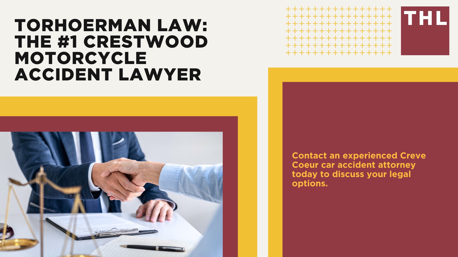 The #1 Crestwood Motorcycle Accident Lawyer; Crestwood Motorcycle Accident Statistics; Crestwood Motorcycle Laws; Missouri Motorcycle Helmet Laws; Common Causes of Motorcycle Accidents in Crestwood, Missouri; What Is An At-Fault State; Common Motorcycle Injuries; Benefits Of Motorcycle Injury Lawyer; How Long Do I Have To File A Lawsuit; Determine Fault In A Motorcycle Accident; How much is my accident worth; TORHOERMAN LAW The #1 Crestwood Motorcycle Accident Lawyer