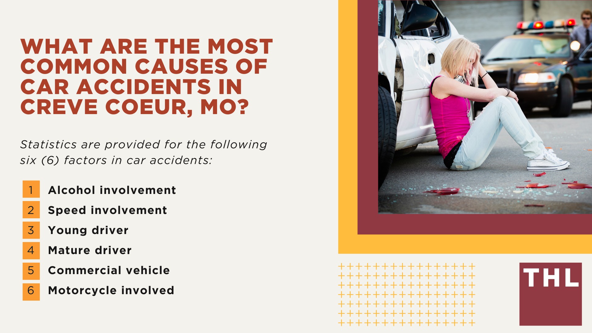 The #1 Creve Coeur Car Accident Lawyer; Involved in a Car Accident in Creve Coeur, MO; Creve Coeur Car Accident Statistics; What to Do After a Car Accident in Creve Coeur; What Are the Most Common Causes of Car Accidents in Creve Coeur, MO