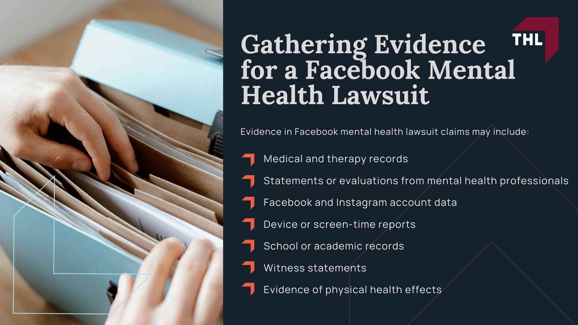 Facebook Mental Health Lawsuit - Facebook (and Instagram) Potentially Benefited From the Mental Health Issues Suffered by Its Users - torhoerman law (1); Facebook Mental Health Lawsuit - The Cycle of Endless Scrolling and Its Impacts - torhoerman law; Facebook Mental Health Lawsuit - The Facebook Files_ Leaked Documents Showing Meta's Hand in the Teen Mental Health Crisis - torhoerman law; Facebook Mental Health Lawsuit - The Negative Mental Health Effects Suffered by Victims - torhoerman law; Facebook Mental Health Lawsuit - Gathering Evidence for Social Media Lawsuits - torhoerman law