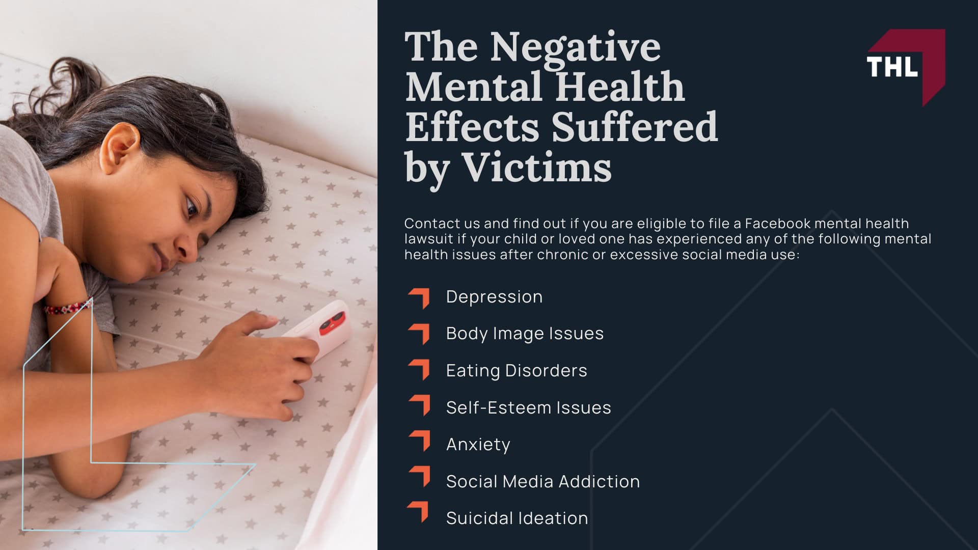 Facebook Mental Health Lawsuit - Facebook (and Instagram) Potentially Benefited From the Mental Health Issues Suffered by Its Users - torhoerman law (1); Facebook Mental Health Lawsuit - The Cycle of Endless Scrolling and Its Impacts - torhoerman law; Facebook Mental Health Lawsuit - The Facebook Files_ Leaked Documents Showing Meta's Hand in the Teen Mental Health Crisis - torhoerman law; Facebook Mental Health Lawsuit - The Negative Mental Health Effects Suffered by Victims - torhoerman law