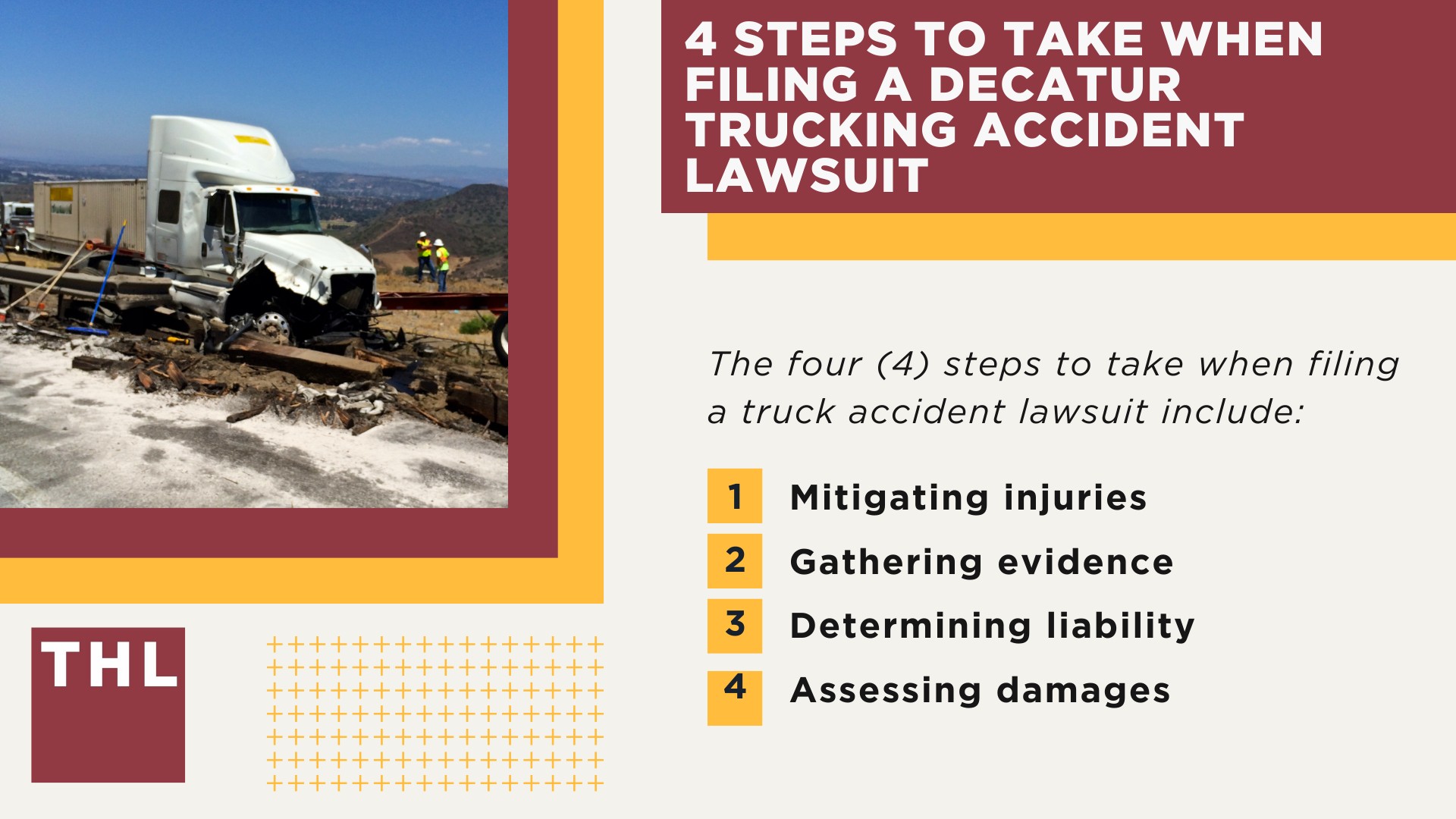 The #1 Decatur Truck Accident Lawyer; Decatur Truck Accident Lawyer; 6 Questions to Ask When Hiring a Decatur Truck Accident Lawyer; Commercial Truck Accidents in Decatur, Illinois (IL); Truck Accident Facts & Statistics; Decatur Commercial Trucking Rules & Safety Regulations for Truck Drivers; The 8 Most Common Causes of Truck Accidents in Decatur (IL); 4 Steps to Take When Filing a Decatur Trucking Accident Lawsuit