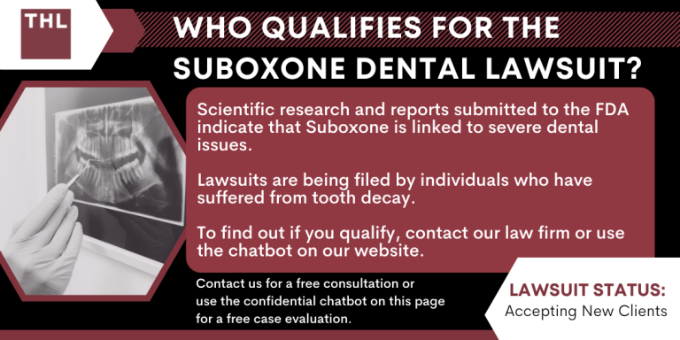 Who Qualifies for the Suboxone Dental Lawsuit; Suboxone Tooth Decay Lawsuit; Suboxone Lawsuits; Suboxone Lawsuit; Suboxone Teeth Lawsuits; Who Can File A Suboxone Lawsuit; Statute Of Limitations For Suboxone Lawsuits; How Does The 2022 FDA Warning Implicate The Suboxone Lawsuit; Evidence For Suboxone Tooth Decay Lawsuits; The Current Status Of The Suboxone Tooth Decay Lawsuit; What Is Multidistrict Litigation (MDL); Is There A Suboxone Class Action Lawsuit; Dental Injuries Linked To Suboxone; Potential Compensation In The Suboxone Dental Decay Lawsuit; What Is The Average Suboxone Settlement