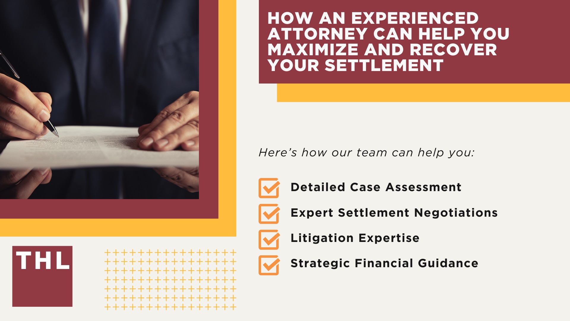 The Different Types of Damages; Factors That Can Influence a Personal Injury Settlement Amount; Methods Used in Determining Compensation; Are Personal Injury Settlements Taxable; Lump Sum vs Structured Settlements; How an Experienced Attorney Can Help You Maximize and Recover Your Settlement