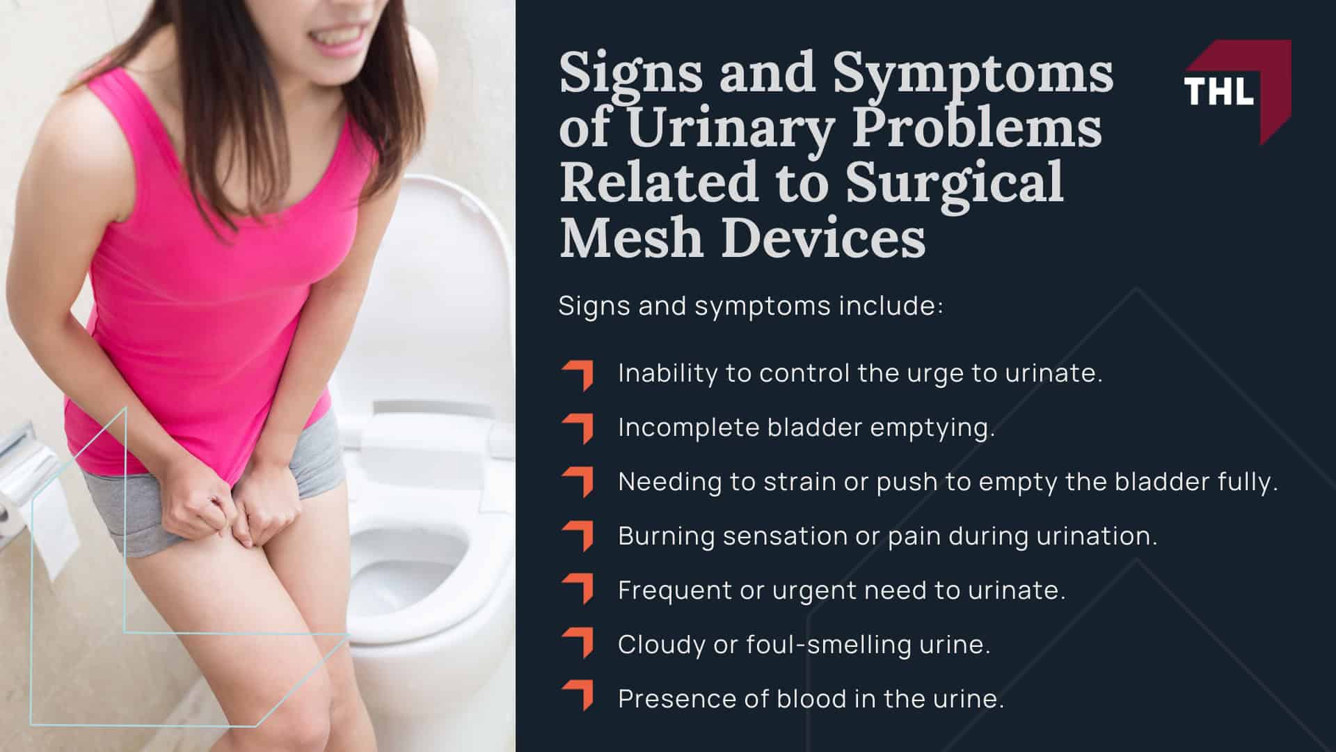 Vaginal Mesh Urinary Problems Lawsuit - An Overview of Vaginal Mesh - torhoerman law; Vaginal Mesh Urinary Problems Lawsuit - Understanding Pelvic Organ Prolapse (POP) - torhoerman law; Vaginal Mesh Urinary Problems Lawsuit - Understanding Stress Urinary Incontinence (SUI) - torhoerman law; Vaginal Mesh Urinary Problems Lawsuit - Urinary Problems and Pelvic Mesh - torhoerman law; Vaginal Mesh Urinary Problems Lawsuit - What Are the Potential Urinary Problems in Transvaginal Mesh Complications - torhoerman law; Vaginal Mesh Urinary Problems Lawsuit - Signs and Symptoms of Urinary Problems Related to Surgical Mesh Devices - torhoerman law