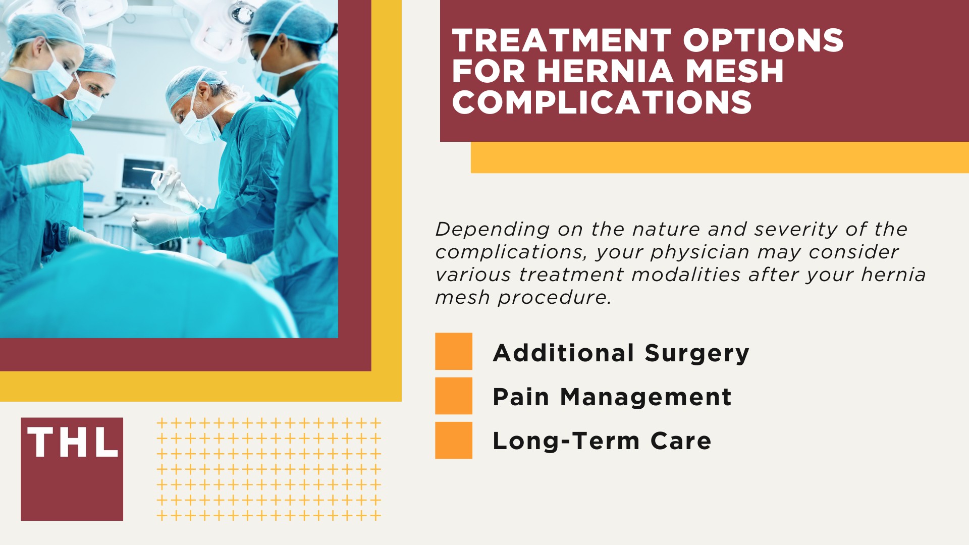 The Use of Surgical Mesh in Hernia Repair Surgery; The Use of Surgical Mesh in Hernia Repair Surgery; Impact of Hernia Mesh Complication; Treatment Options for Hernia Mesh Complications