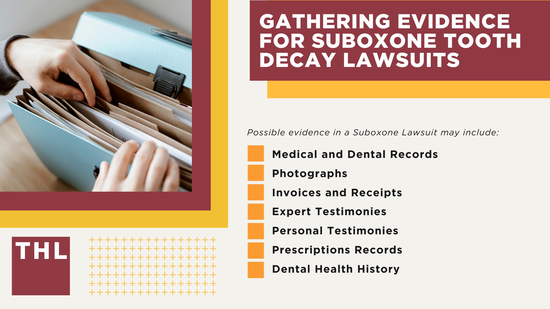 Suboxone Linked to Tooth Decay and Other Dental Injuries; Suboxone Tooth Decay Lawsuits Filed in Federal Court; Who Pays for My Dental Work in the Suboxone Lawsuit; Do You Qualify to File a Suboxone Lawsuit; Gathering Evidence for Suboxone Tooth Decay Lawsuits