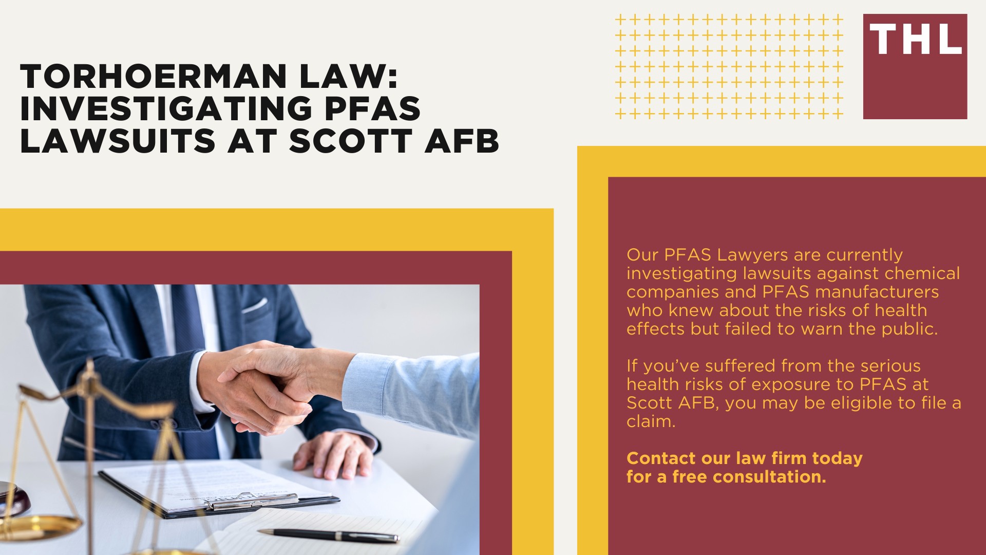 PFAS Chemicals at Dangerous Levels in Scott AFB Groundwater; Who May Have Been Exposed to PFAS in Drinking Water at Scott AFB; What is the EPA Standard for PFAS Levels in Water; What Are PFAS Chemicals and Why Are They Dangerous; Health Effects of PFAS Exposure; PFAS Litigation_ An Overview; Who Are Potential Defendants in PFAS Lawsuits; Do You Qualify for a Scott Air Force Base PFAS Lawsuit; Gathering Evidence for a PFAS Claim; TorHoerman Law_ Investigating PFAS Lawsuits at Scott AFB