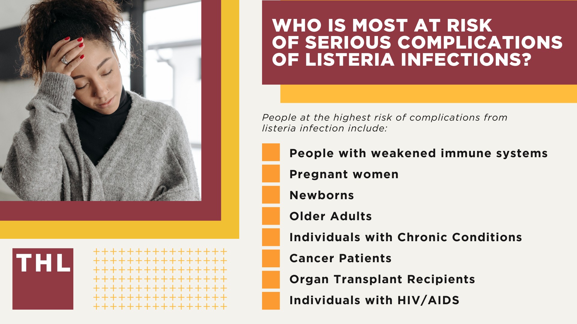 Recent Listeria Outbreaks and Food Recalls; How Do Listeria Outbreaks Happen; Listeria Infection_ Symptoms, Health Effects, Complications, & More; Symptoms of Listeriosis; Health Effects and Complications of Listeria Infection; Who is Most at Risk of Serious Complications of Listeria Infections