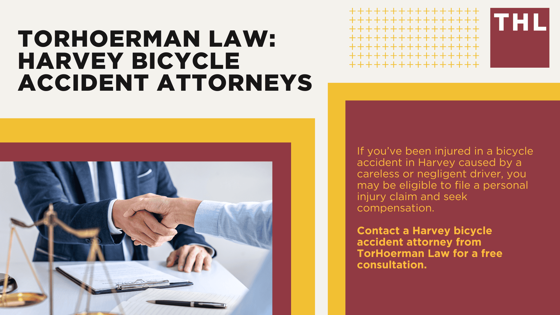 Harvey Bike Accident Lawyer; Meet Our Harvey Bicycle Accident Lawyers; Our Founder and Harvey Bicycle Accident Lawyer_ Tor Hoerman; How Much Does it Cost to Hire a Harvey Bicycle Accident Lawyer; What To Do After a Bicycle Accident in Harvey_ Steps to Take; Gathering Evidence for a Bicycle Accident Claim; Damages in Personal Injury Cases for Bike Accidents; Common Bicycle Accident Injuries; Common Causes of Bicycle Accidents in Harvey; TorHoerman Law_ Harvey Bicycle Accident Attorneys