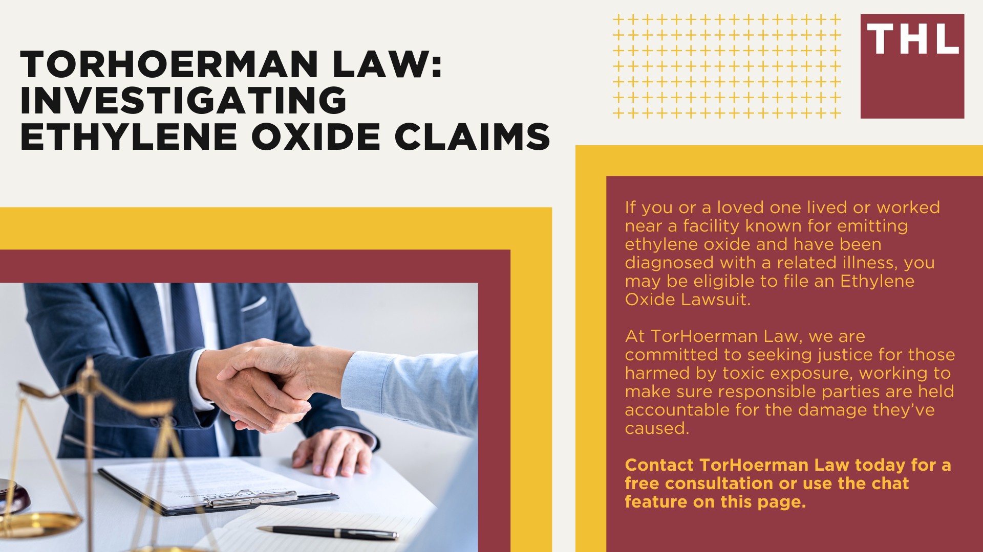 Community Exposure to Ethylene Oxide: Long-Term Health Effects and Environmental Impact; The EtO Sterilization Process; Short-Term Health Effects and Symptoms of EtO Exposure; Long-Term Health Effects and Conditions Linked to Ethylene Oxide Exposure; Ethylene Oxide Exposure Lawsuits_ Overview; Gathering Evidence for an Ethylene Oxide Exposure Lawsuit; Damages in Ethylene Oxide Exposure Claims; TorHoerman Law_ Investigating Ethylene Oxide Claims