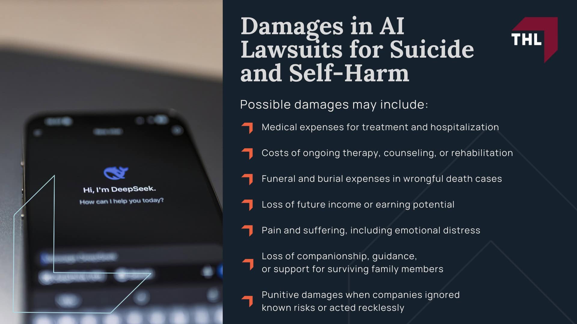 AI Lawsuit for Suicide and Self-Harm - Why People Turn to AI Chatbots for Support - torhoerman law; AI Lawsuit for Suicide and Self-Harm - Documented Cases of AI-Linked Suicides and Self-Harm - torhoerman law; AI Lawsuit for Suicide and Self-Harm - Failures of Safeguards in AI Systems - torhoerman law; AI Lawsuit for Suicide and Self-Harm - Could AI Companies Be Held Responsible_ - torhoerman law; AI Lawsuit for Suicide and Self-Harm - Legal Theories in AI Suicide & Self-Harm Cases - torhoerman law; AI Lawsuit for Suicide and Self-Harm - Who Qualifies for an AI Suicide or Self-Harm Lawsuit_ - torhoerman law; AI Lawsuit for Suicide and Self-Harm - The Role of a Lawyer for an AI Lawsuit - torhoerman law; AI Lawsuit for Suicide and Self-Harm - Gathering Evidence for an AI Suicide or Self-Harm Lawsuit - torhoerman law; AI Lawsuit for Suicide and Self-Harm - Damages in AI Lawsuits for Suicide and Self-Harm - torhoerman law