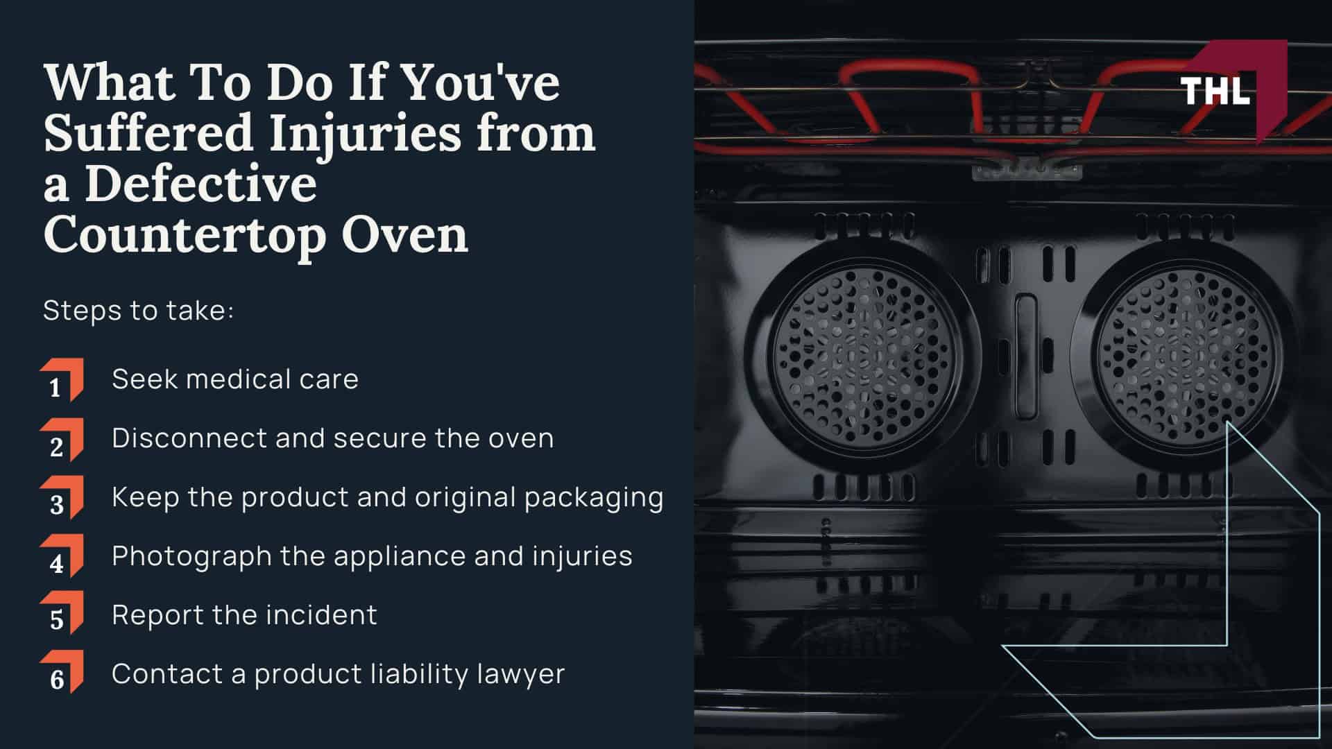 Countertop Oven Injury Lawsuit - Common Hazards Linked to Countertop Ovens - torhoerman law; Countertop Oven Injury Lawsuit - Injuries Linked to Defective Countertop Oven Products - torhoerman law; Recent Countertop Oven Recalls - torhoerman law; Countertop Oven Injury Lawsuit - What To Do If You've Suffered Injuries from a Defective Countertop Oven - torhoerman law