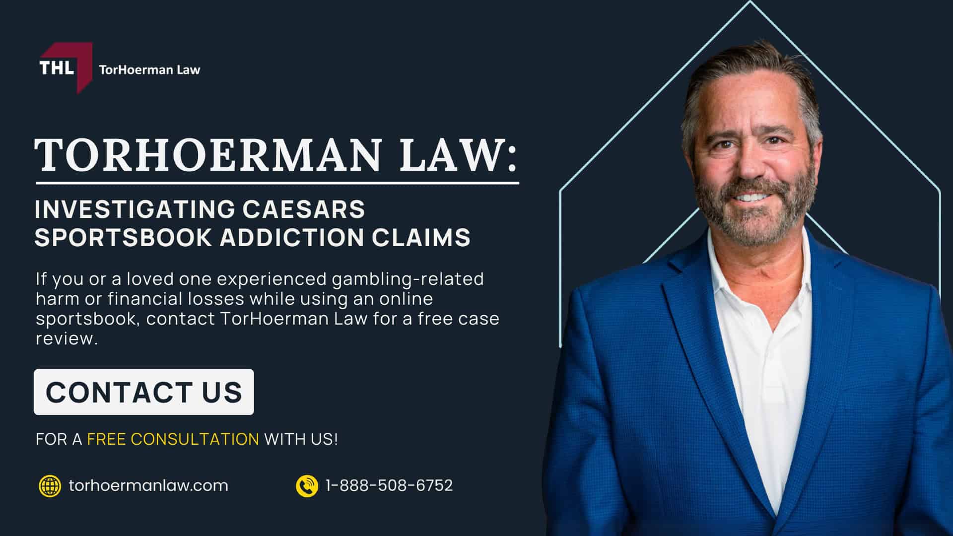 Caesars Sportsbook Gambling Addiction Lawsuit Overview; What Is Being Alleged Against Major Gambling Companies?; Who Qualifies for the Caesars Sportsbook Lawsuit?; Gathering Evidence for a Gambling Addiction Lawsuit; Caesars Sportsbook Lawsuit for Online Gambling Addiction - Damages in Sports Betting Lawsuits - torhoerman law; TorHoerman Law: Investigating Caesars Sportsbook Addiction Claims