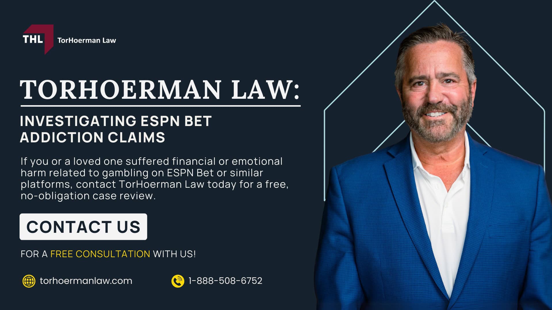 ESPN Bet Lawsuit for Online Gambling Addiction - ESPN Bet Gambling Addiction Lawsuit Overview - torhoerman law; ESPN Bet Lawsuit for Online Gambling Addiction - What Is Being Alleged Against Major Gambling Companies - torhoerman law; ESPN Bet Lawsuit for Online Gambling Addiction - Cases and Regulatory Actions Involving Online Sportsbooks - torhoerman law; ESPN Bet Lawsuit for Online Gambling Addiction - Who Qualifies for the ESPN Bet Lawsuit - torhoerman law; ESPN Bet Lawsuit for Online Gambling Addiction - Gathering Evidence for a Gambling Addiction Lawsuit - torhoerman law; ESPN Bet Lawsuit for Online Gambling Addiction - Damages in Sports Betting Lawsuits - torhoerman law; Resources for Individuals Suffering From Gambling Addictions; ESPN Bet Lawsuit for Online Gambling Addiction - TorHoerman Law Investigating ESPN Bet Addiction Claims - torhoerman law
