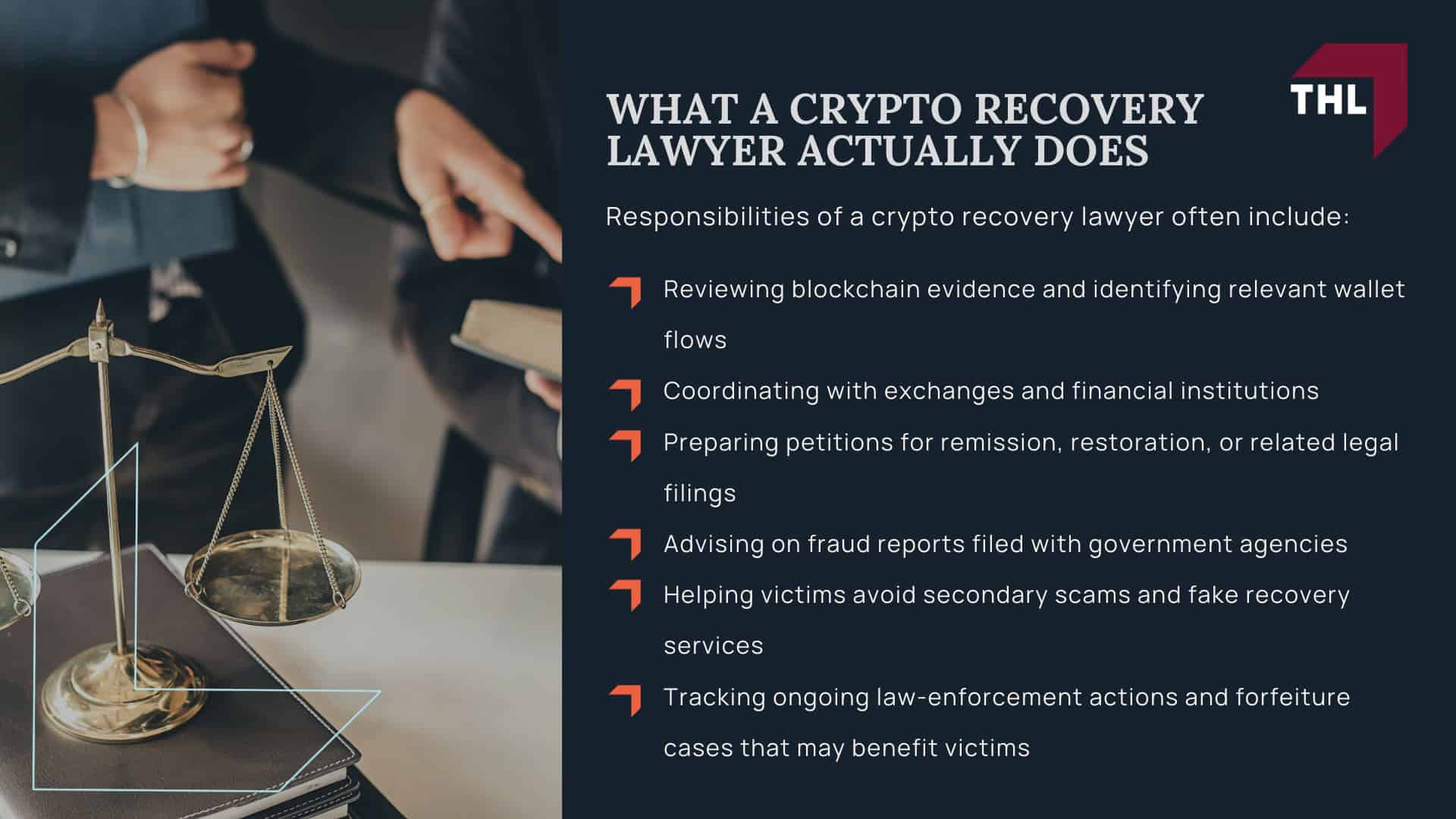 WHAT IS A CRYPTO RECOVERY EXPERT - CRYPTO RECOVERY EXPERT CONTACT A LAWYER TODAY - PIG BUTCHERING LAWSUIT - TOERHOERMAN LAW; HOW CRYPTO SCAM RECOVERY WORKS - CRYPTO RECOVERY EXPERT _ CONTACT A LAWYER TODAY - PIG BUTCHERING LAWSUIT - TOERHOERMAN LAW; FROM SEIZURE TO REMISSION OR RESTORATION - CRYPTO RECOVERY EXPERT CONTACT A LAWYER TODAY - PIG BUTCHERING LAWSUIT - TOERHOERMAN LAW; COMMON CRYPTO SCAMS THAT REQUIRE RECOVERY EXPERTS - CRYPTO RECOVERY EXPERT CONTACT A LAWYER TODAY - PIG BUTCHERING LAWSUIT - TOERHOERMAN LAW; PIG BUTCHERING AND ROMANCE SCAMS- CRYPTO RECOVERY EXPERT CONTACT A LAWYER TODAY - PIG BUTCHERING LAWSUIT - TOERHOERMAN LAW; WHAT A CRYPTO RECOVERY LAWYER ACTUALLY DOES - CRYPTO RECOVERY EXPERT CONTACT A LAWYER TODAY - PIG BUTCHERING LAWSUIT - TOERHOERMAN LAW