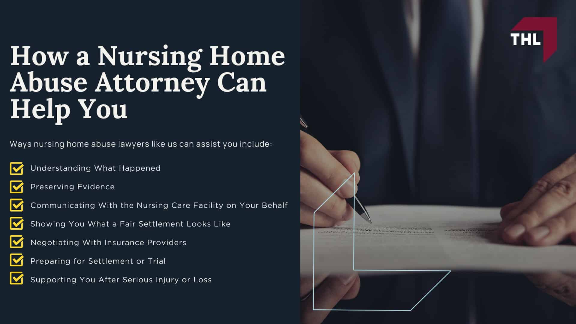 Elder Abuse in Nursing Homes Warning Signs and Legal Action - Warning Signs of Abuse and Neglect in a Nursing Home; Elder Abuse in Nursing Homes Warning Signs and Legal Action - When Abuse or Neglect Becomes Grounds for Legal Action; Elder Abuse in Nursing Homes Warning Signs and Legal Action - What Makes a Claim Legally Viable; Elder Abuse in Nursing Homes Warning Signs and Legal Action - When To Consider Legal Action - torhoerman law; Reporting Suspected Nursing Home Abuse or Neglect; What Information To Include When Reporting; The Legal Process for a Nursing Home Abuse or Neglect Case; Statute of Limitations in Illinois and Missouri; How a Nursing Home Abuse Attorney Can Help You