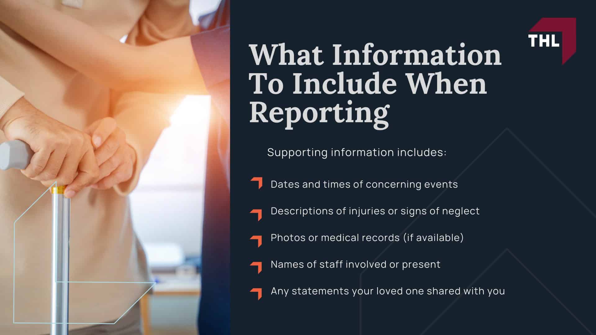 Elder Abuse in Nursing Homes Warning Signs and Legal Action - Warning Signs of Abuse and Neglect in a Nursing Home; Elder Abuse in Nursing Homes Warning Signs and Legal Action - When Abuse or Neglect Becomes Grounds for Legal Action; Elder Abuse in Nursing Homes Warning Signs and Legal Action - What Makes a Claim Legally Viable; Elder Abuse in Nursing Homes Warning Signs and Legal Action - When To Consider Legal Action - torhoerman law; Reporting Suspected Nursing Home Abuse or Neglect; What Information To Include When Reporting