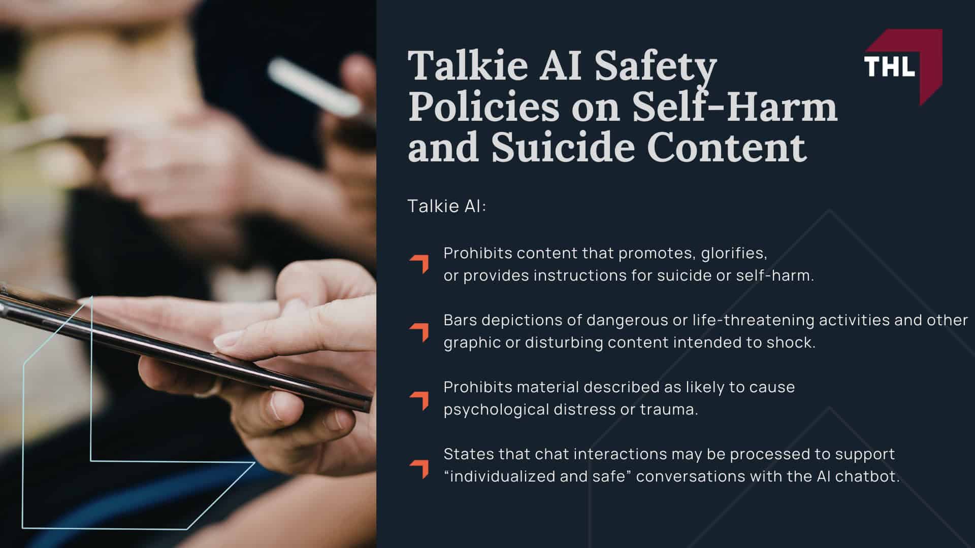 Talkie AI Lawsuit for Suicide and Self-Harm - What is Talkie AI - torhoerman law; Talkie AI Lawsuit for Suicide and Self-Harm - What is Talkie AI - torhoerman law (1); Talkie AI Lawsuit for Suicide and Self-Harm - Talkie AI Safety Policies on Self-Harm and Suicide Content - torhoerman law; Talkie AI Lawsuit for Suicide and Self-Harm - Talkie AI Safety Policies on Self-Harm and Suicide Content - torhoerman law