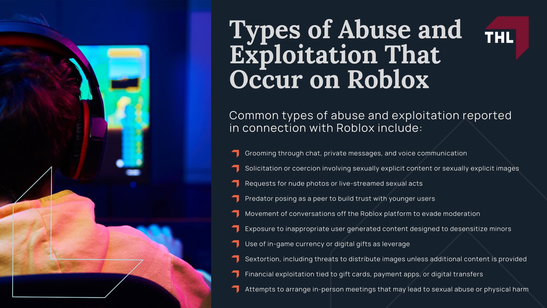 Roblox Predator Lawsuit - Roblox Lawsuits_ Investigating Child Predators on the Roblox Platform - torhoerman law; Roblox Predator Lawsuit - Types of Abuse and Exploitation That Occur on Roblox - torhoerman law